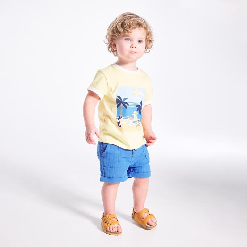 T-shirt animaux surfeurs jaune bébé garçon Jaune