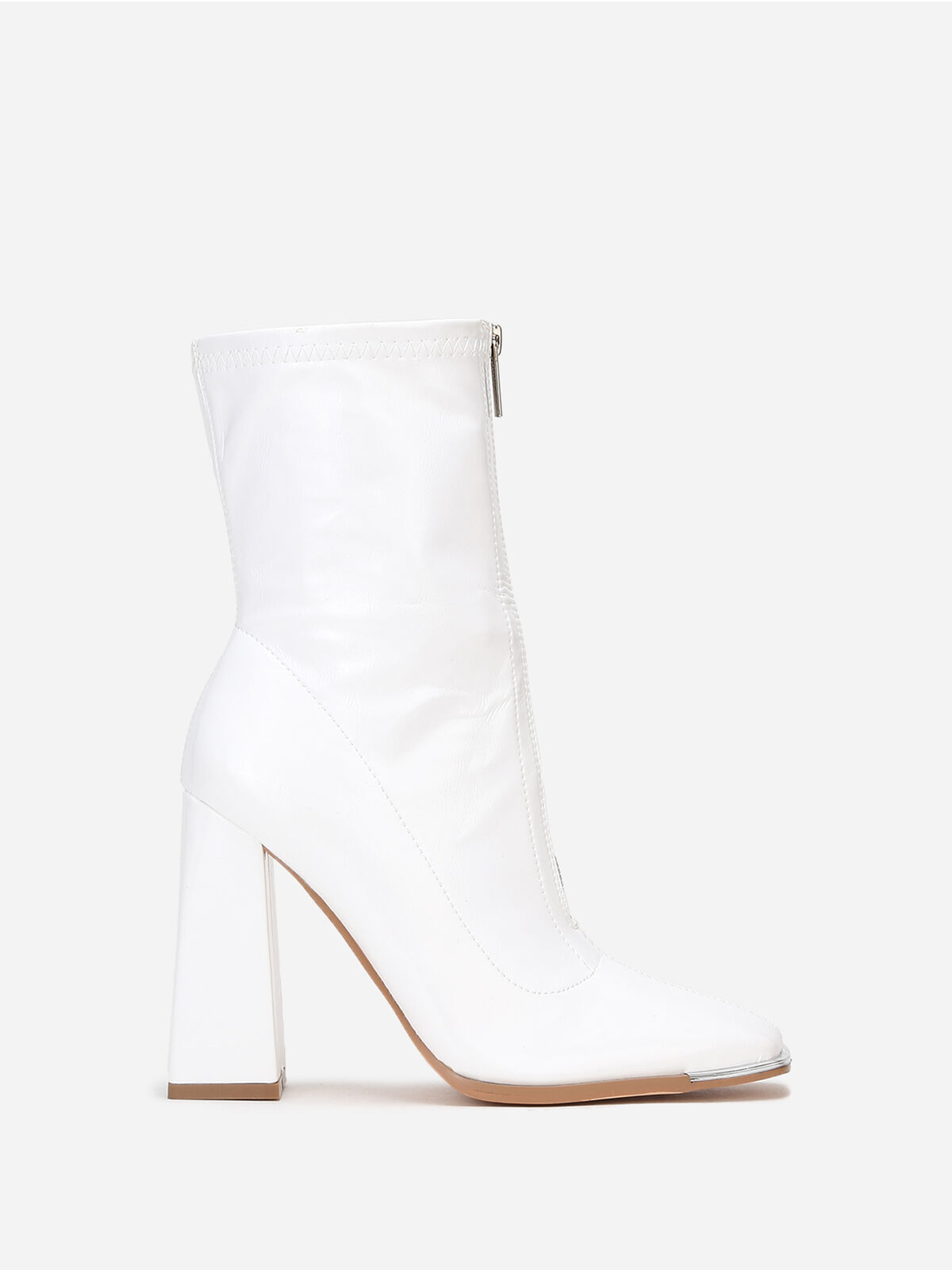 Bottines rétros vernies à zip- Blanc