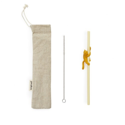Conjunto de canudos reutilizáveis Balvi Climber Cat