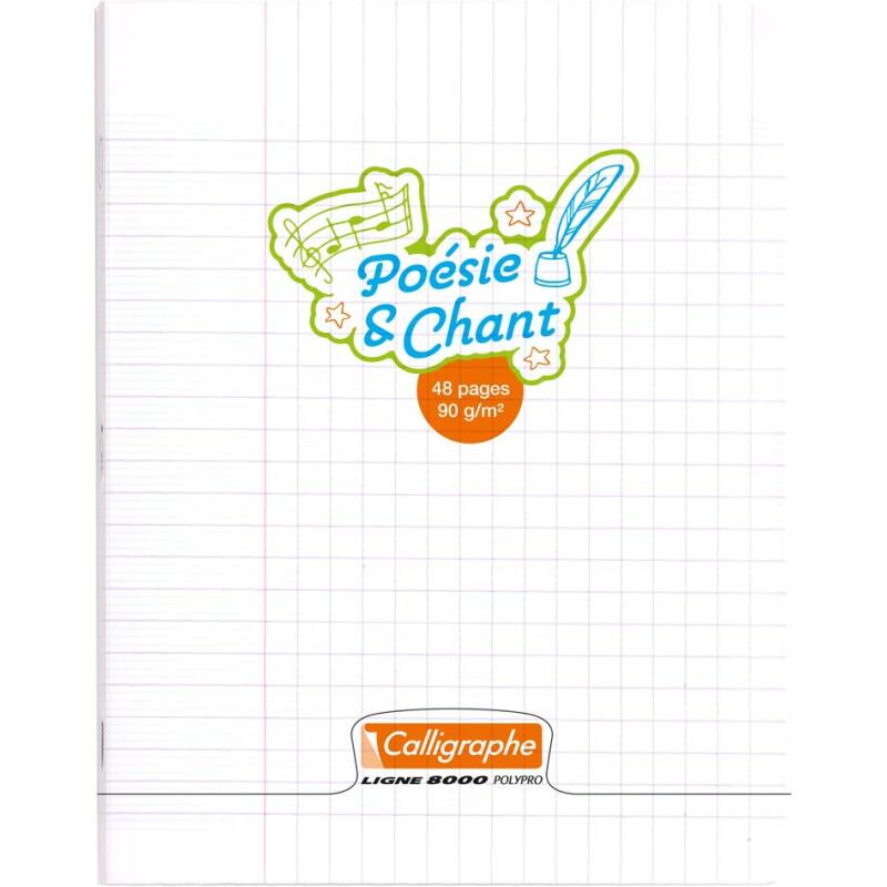 Cahier Poésie et Chant piqué 8000 POLYPRO 17x22 cm 48 pages grands carreaux + uni 90 g - Incolore
