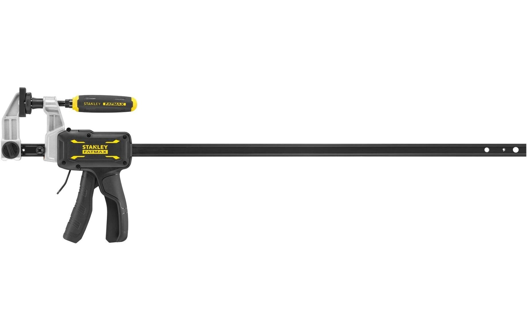 Einhandzwinge FatMax Hybrid 450 mmHybridzwinge kombiniert die Vorteile einer Einhandzwinge mit der Haltekraft einer traditionellen F-Zwinge