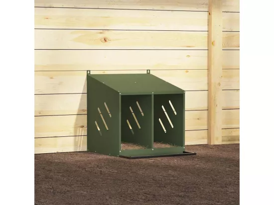Nichoir à poules avec 2 compartiments vert olive métal