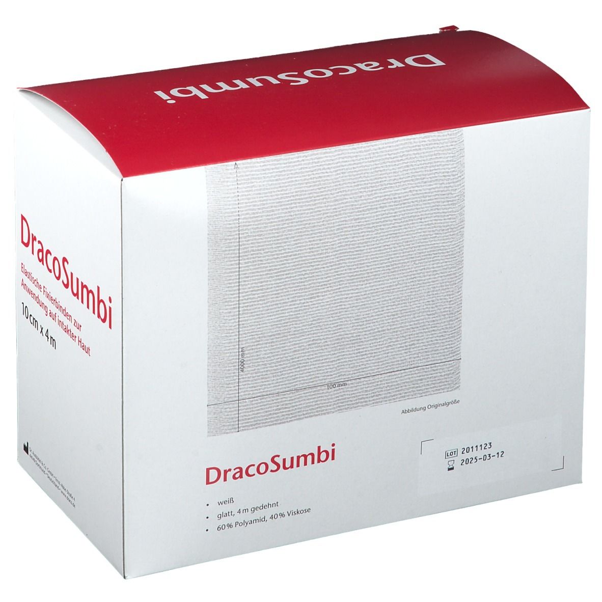 DracoSumbi Fixierbinde 10 cm x 4 m weiß