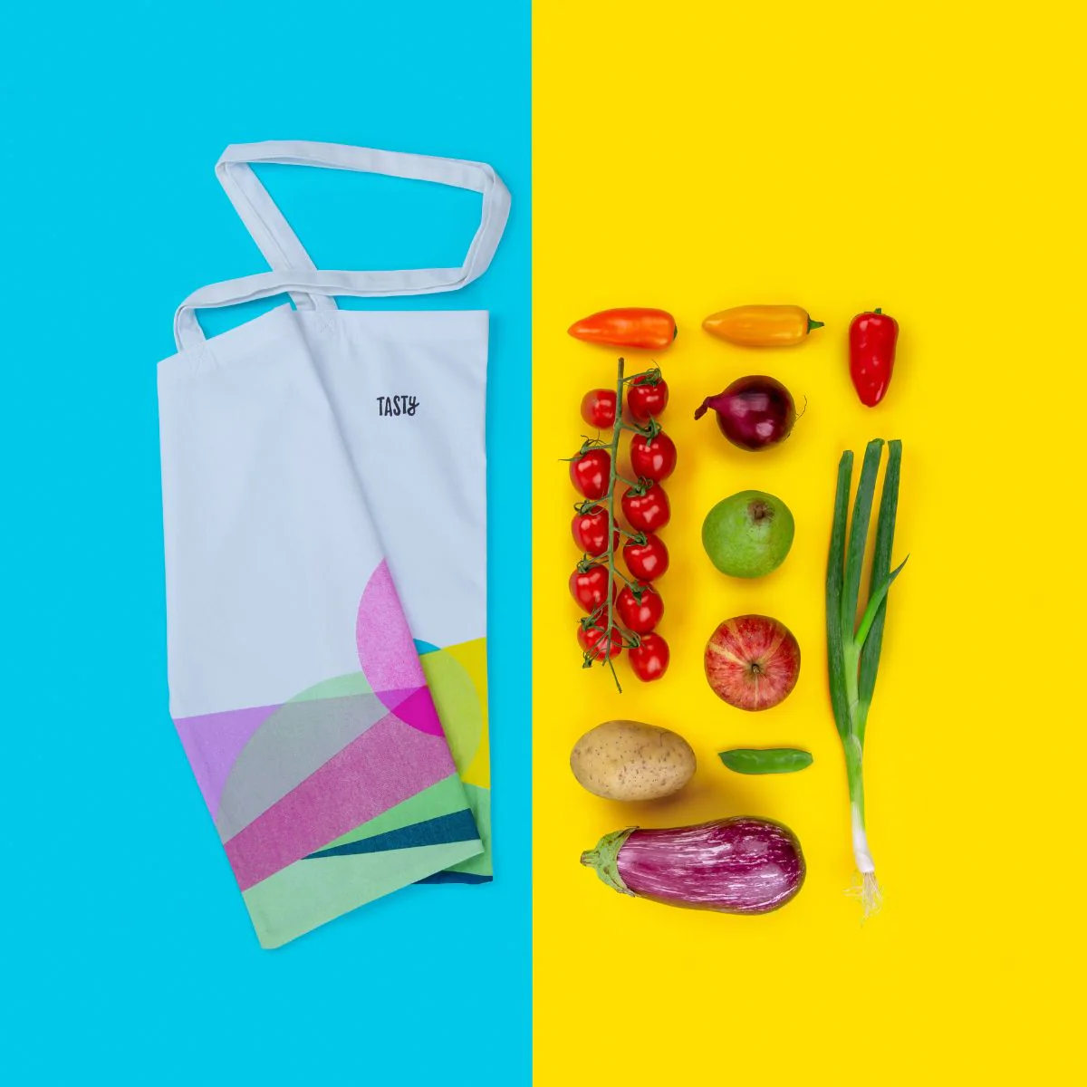 Sac de course type totebag en coton Green Tasty