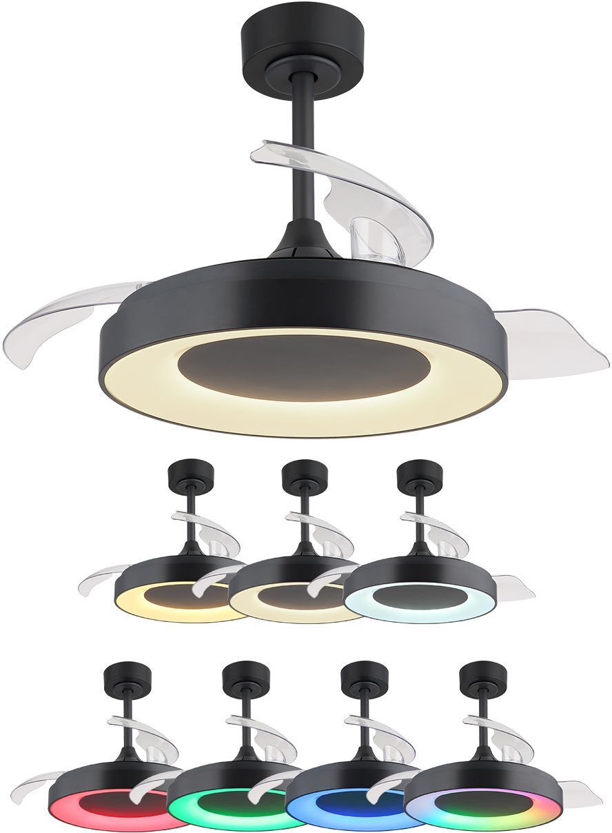 LED-Deckenventilator - grau matt - Ø 91 cm
