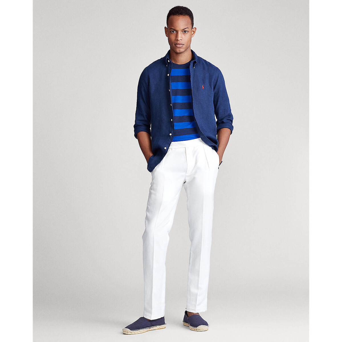 POLO RALPH LAUREN<br>Camisa reta de linho, mangas compridas