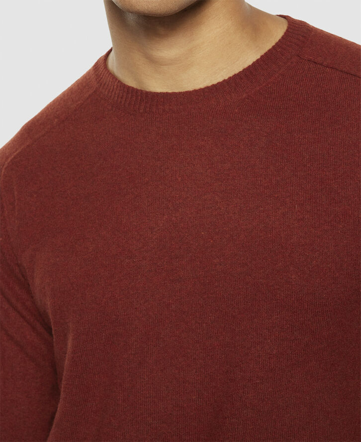 Knowledge Cotton Apparel O-neck wool knit - RWS Fired brick