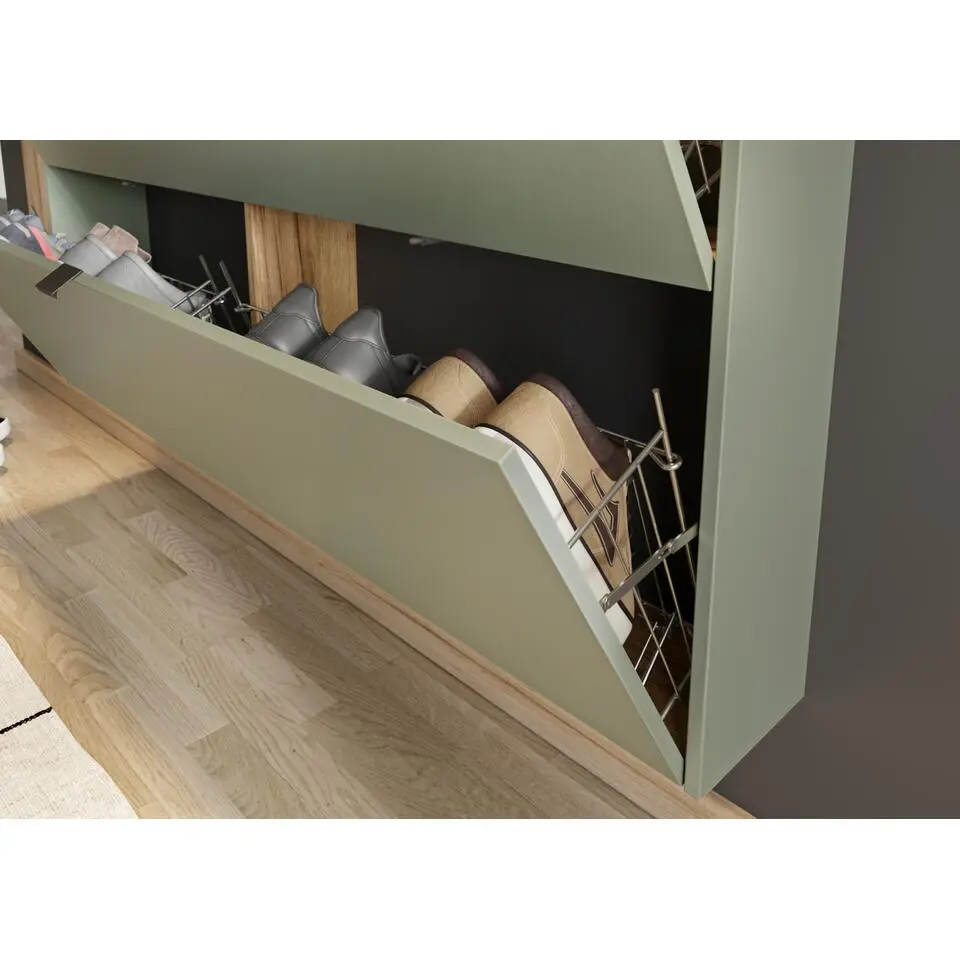 Germania Schoenenkast Elton - 140 x 19 x 85 cm - Satijngroen design