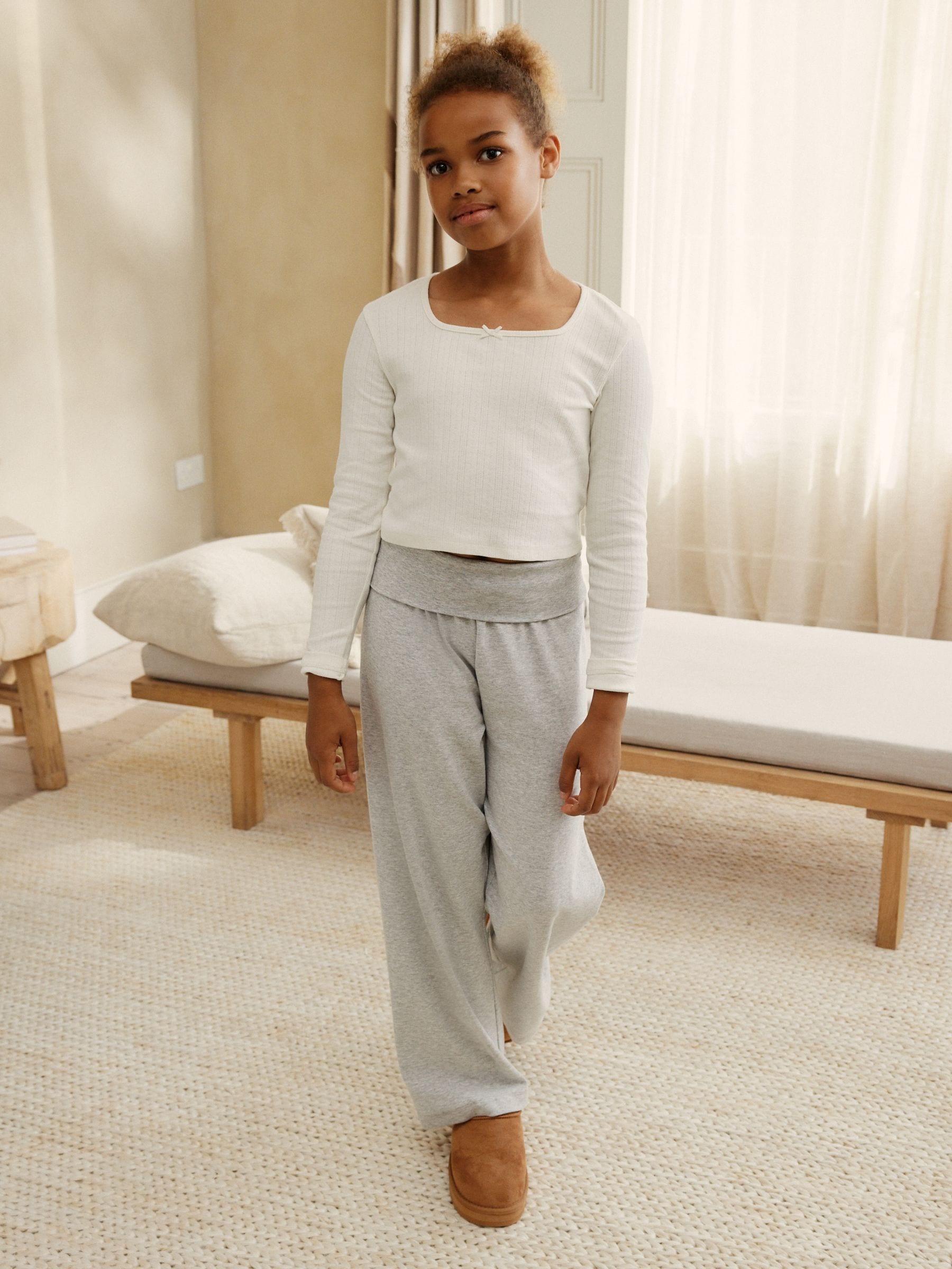 Grijs/ecru - Soft Folded Waistband Pyjamas (6-16yrs)