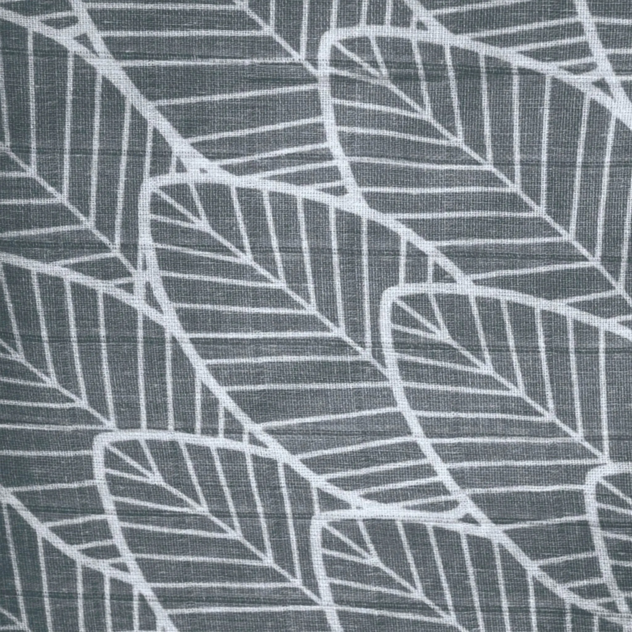 Perlimpinpin Drap Contour pour Lit de Bébé - Mousseline Feuilles Charcoal