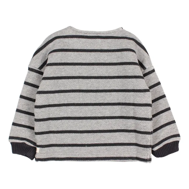Búho Sweat Coton Bio Rayé | Gris chiné