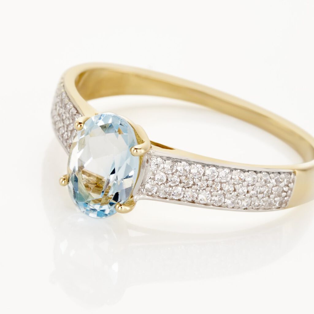 Bague Solitaire Crista Or Jaune Topaze Et Oxyde