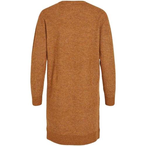 Vila - VIMATHILDA L/S O-NECK KNIT DRESS Marrón