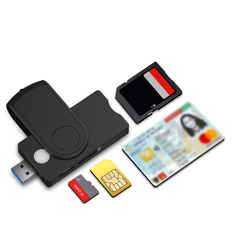 USB 2.0 Sim Card Reader / SD / Micro SD Kartenlesegerät - Schwarz