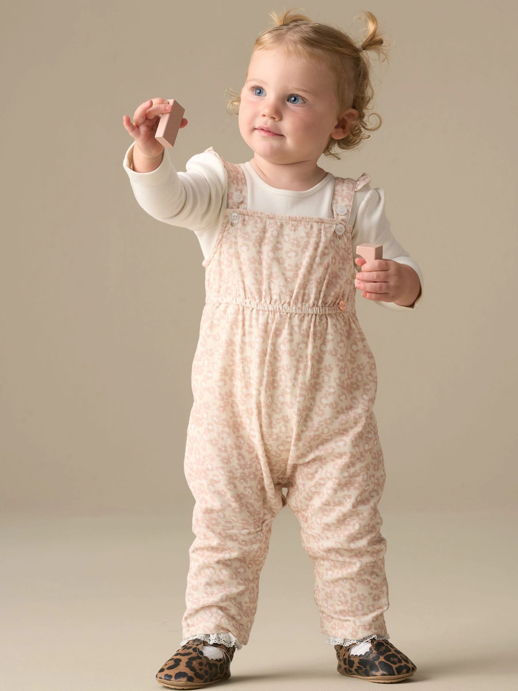 Angel & Rocket Nellie Animal Print Cord Dungaree & Bodysuit