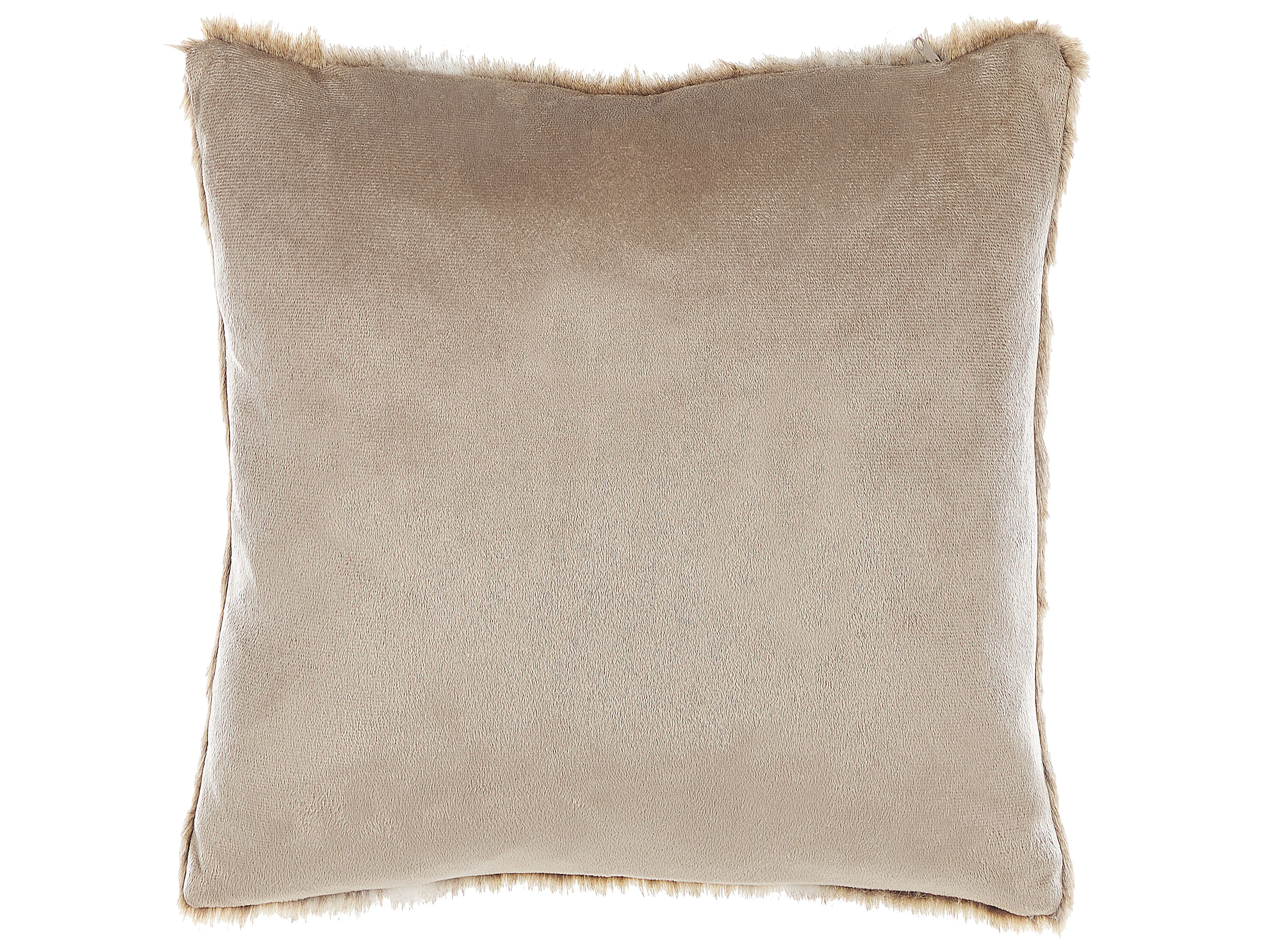 Set van 2 sierkussens HORDEUM Nepbont 45 x 45 cm Lichtbruin effen