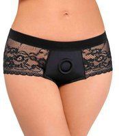 Bad Kitty - Strap On Slipje - Zwart - Kant - Maat Small