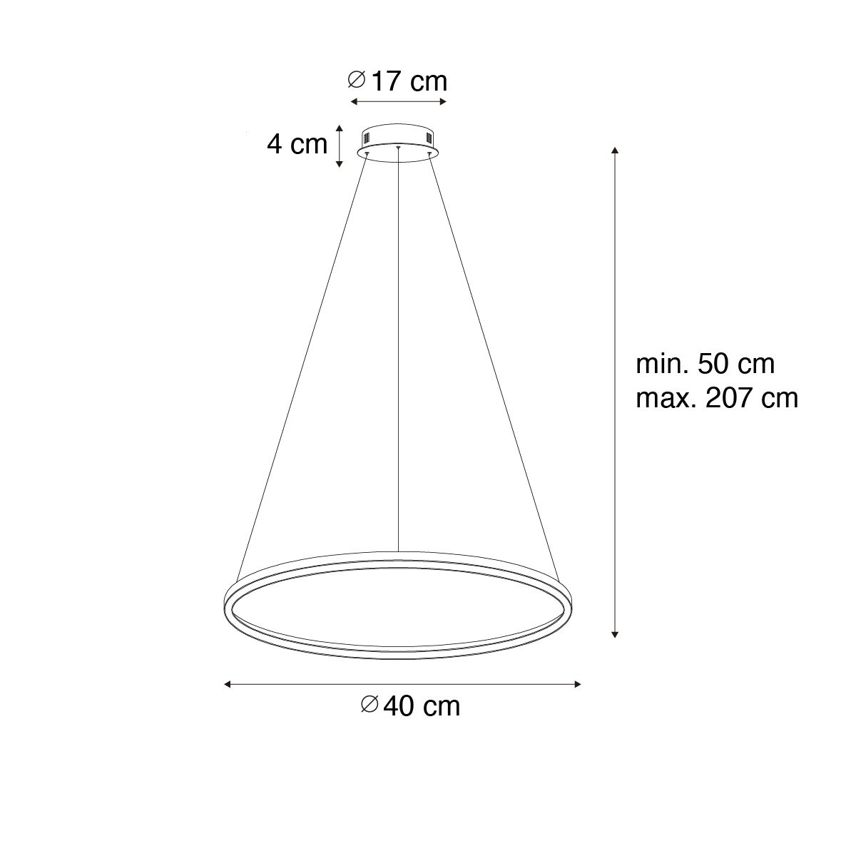 Hanglamp zwart 40cm incl. LED 3-staps dimbaar - Girello