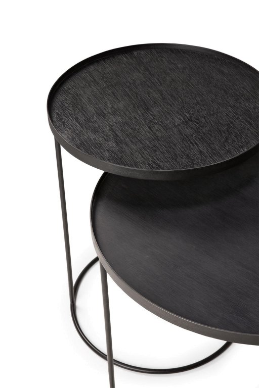 Ethnicraft Tray round bijzettafel S/L set van 2