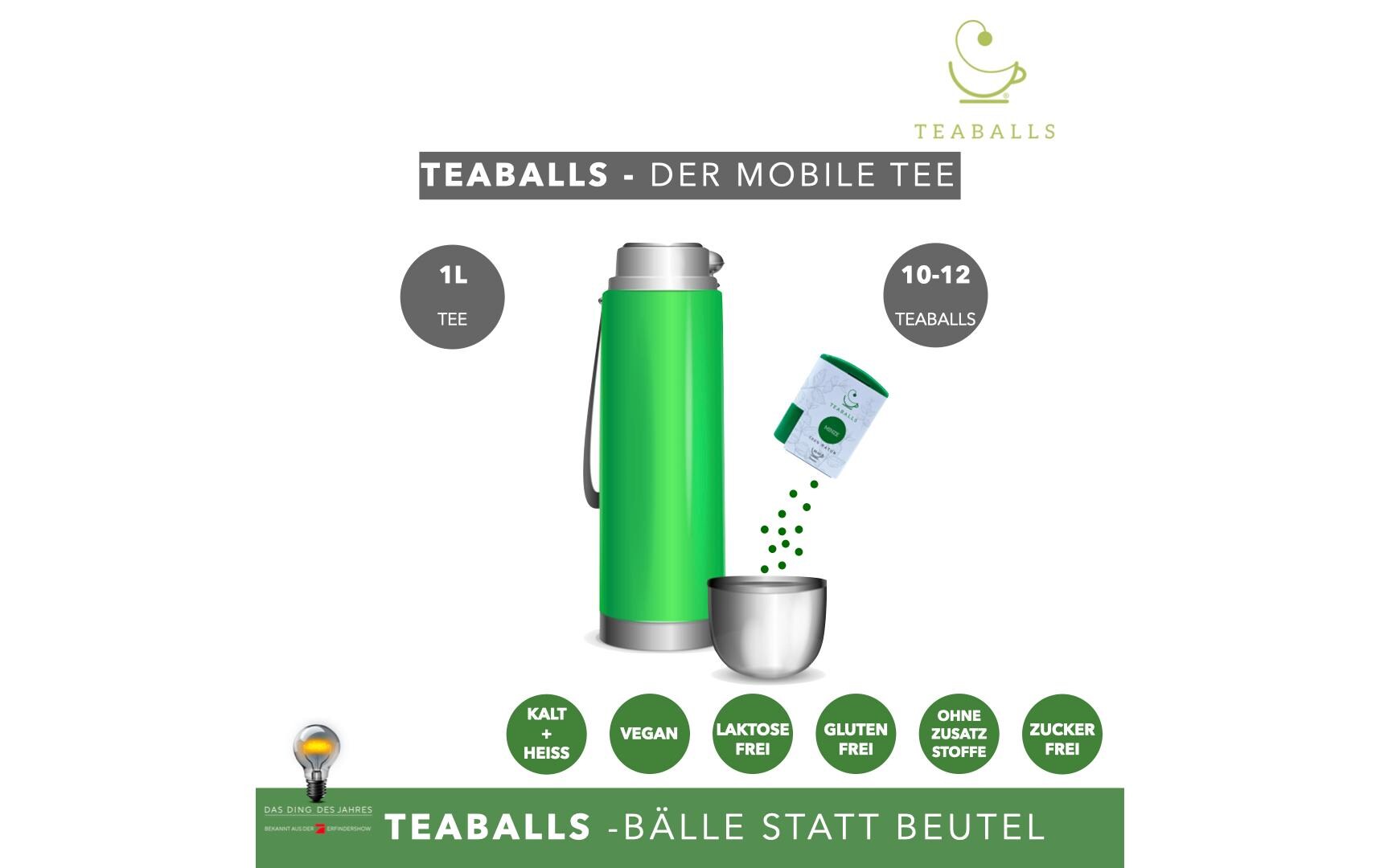 Teaballs Ingwer Naturtrüb 30-75 TassenPraktischer Instant Tee in Tablettenform