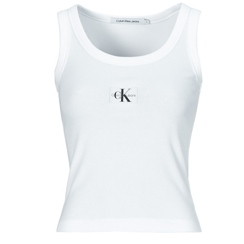 Calvin Klein Jeans - WOVEN LABEL RIB TANK TOP - Blanc