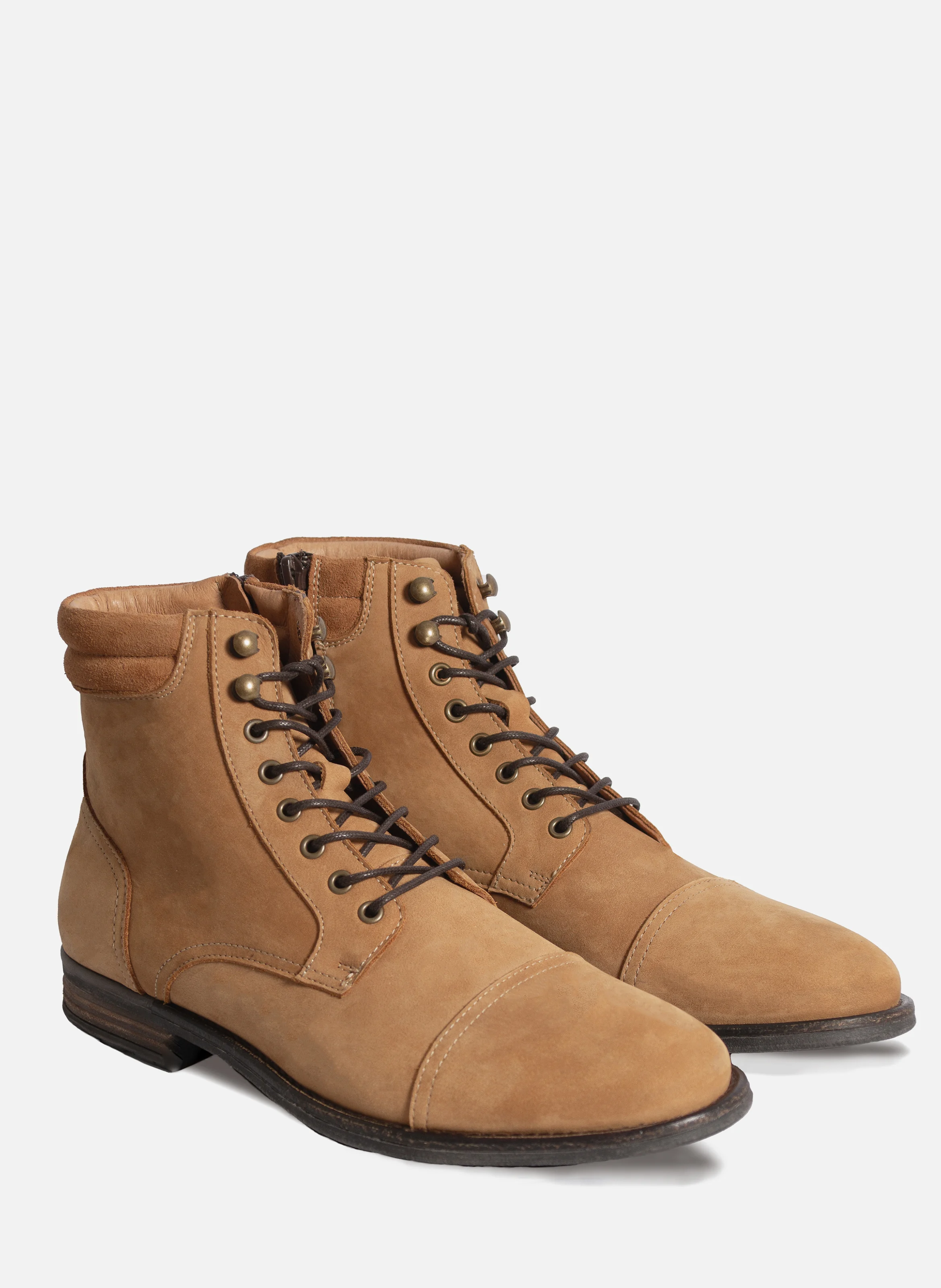 Ranger boots à col cuir | Marron