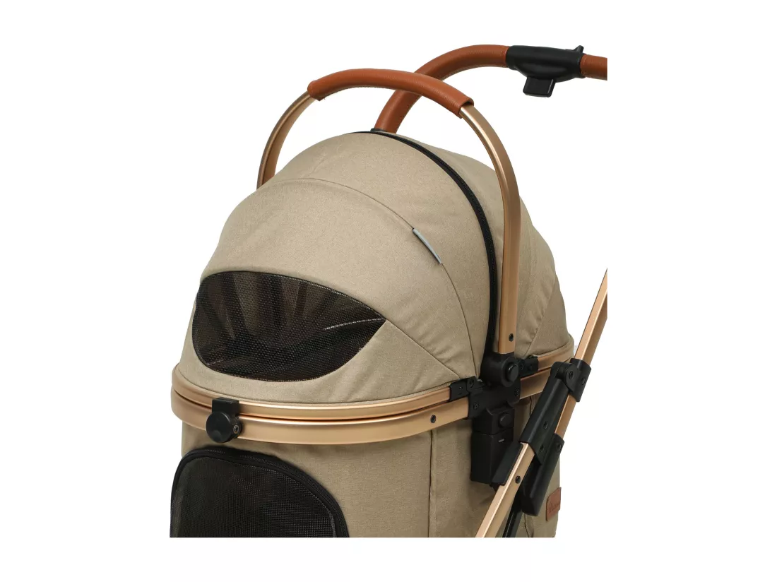 YITAHOME Poussette - pour Chien Chat - Tout Terrain - Panier de Rangement - 4 Roues - Pliable Portable - Amovible -Beige