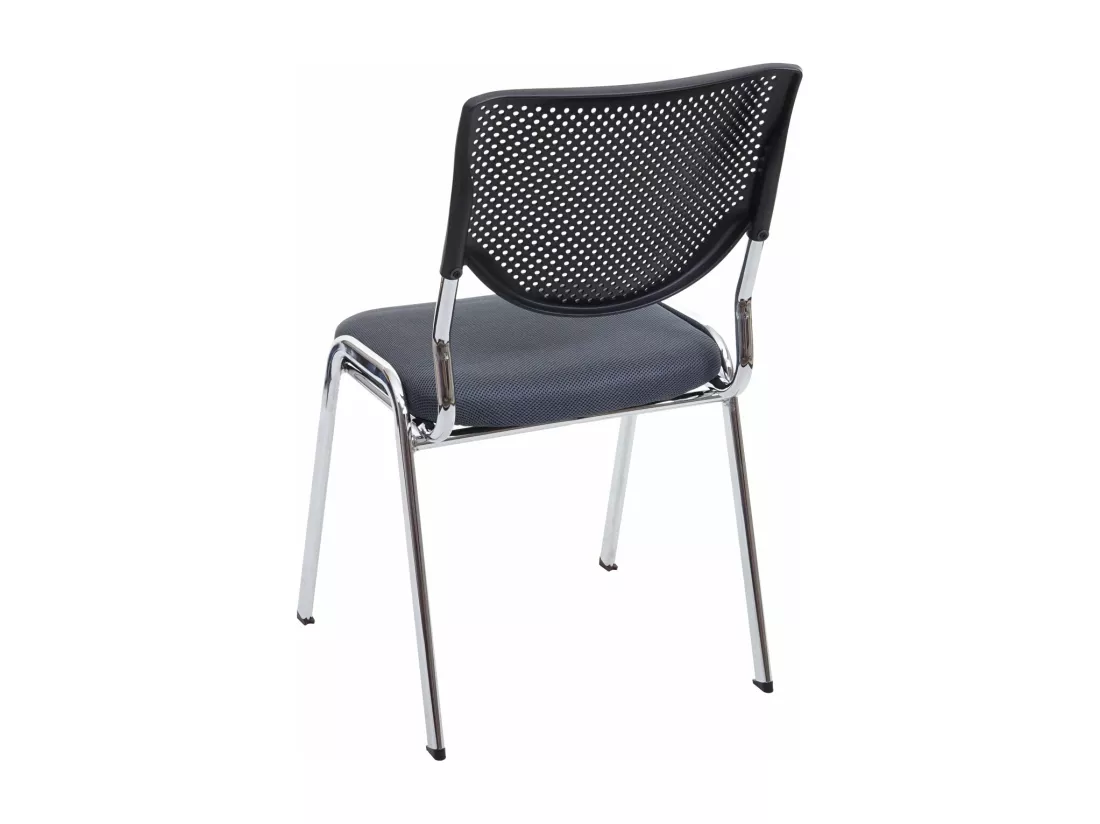 Chaise visiteur H401 Empilable (lot de 4), siége gris foncé, pieds chromés