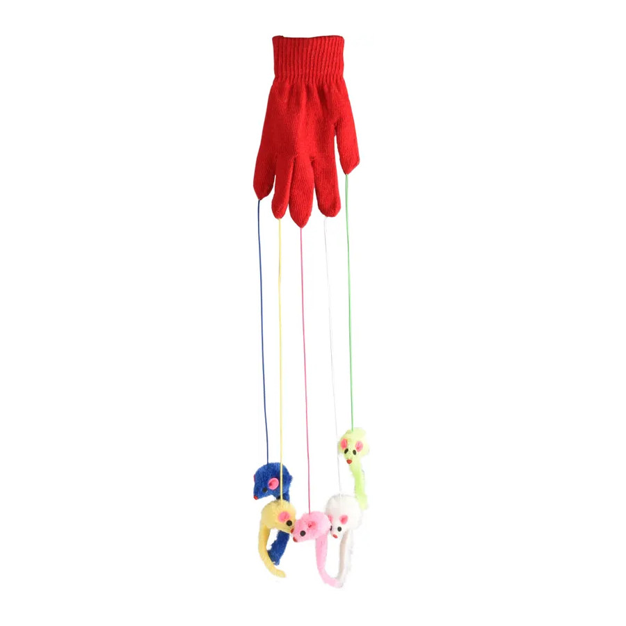 Luva de brinquedo de flamingo com ratinhos para gatos