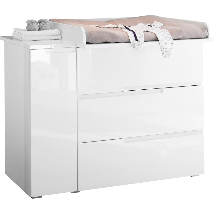 Babybett Spice Dekor Hochglanz weiss 70 x 140 cm