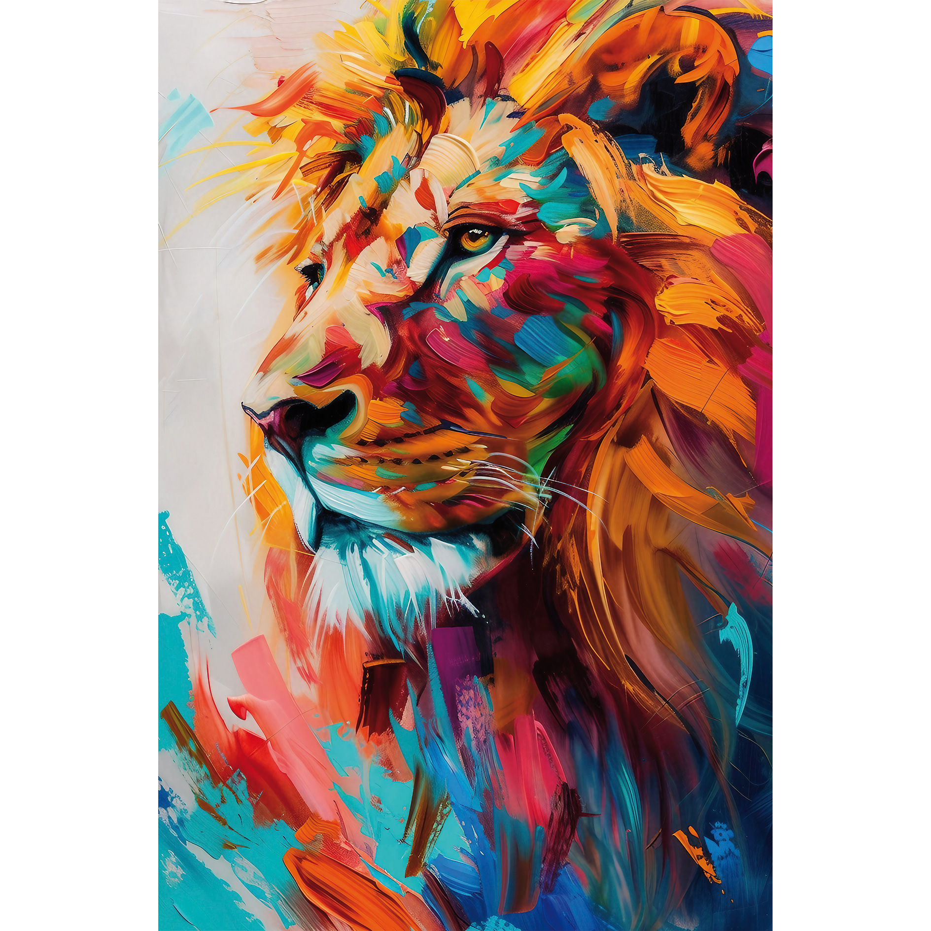 Keilrahmenbild BUNTER LÖWE - 78x118 cm