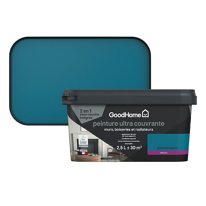 Peinture couleur 2 en 1 velours GoodHome Grand plongeon 2,5L