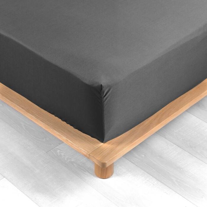 DRAP HOUSSE 160X200CM PERCALE UNI 78 FILS ACIER