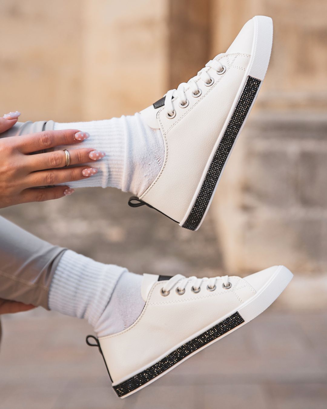 Basket femme blanche en toile à lacets - Macy