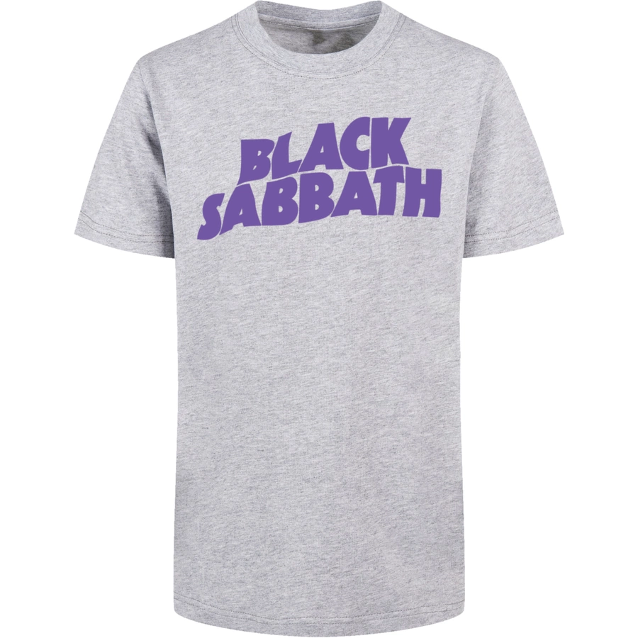 F4NT4STIC Basic Kids Tee Black Sabbath Wavy Logo Black heathergrey