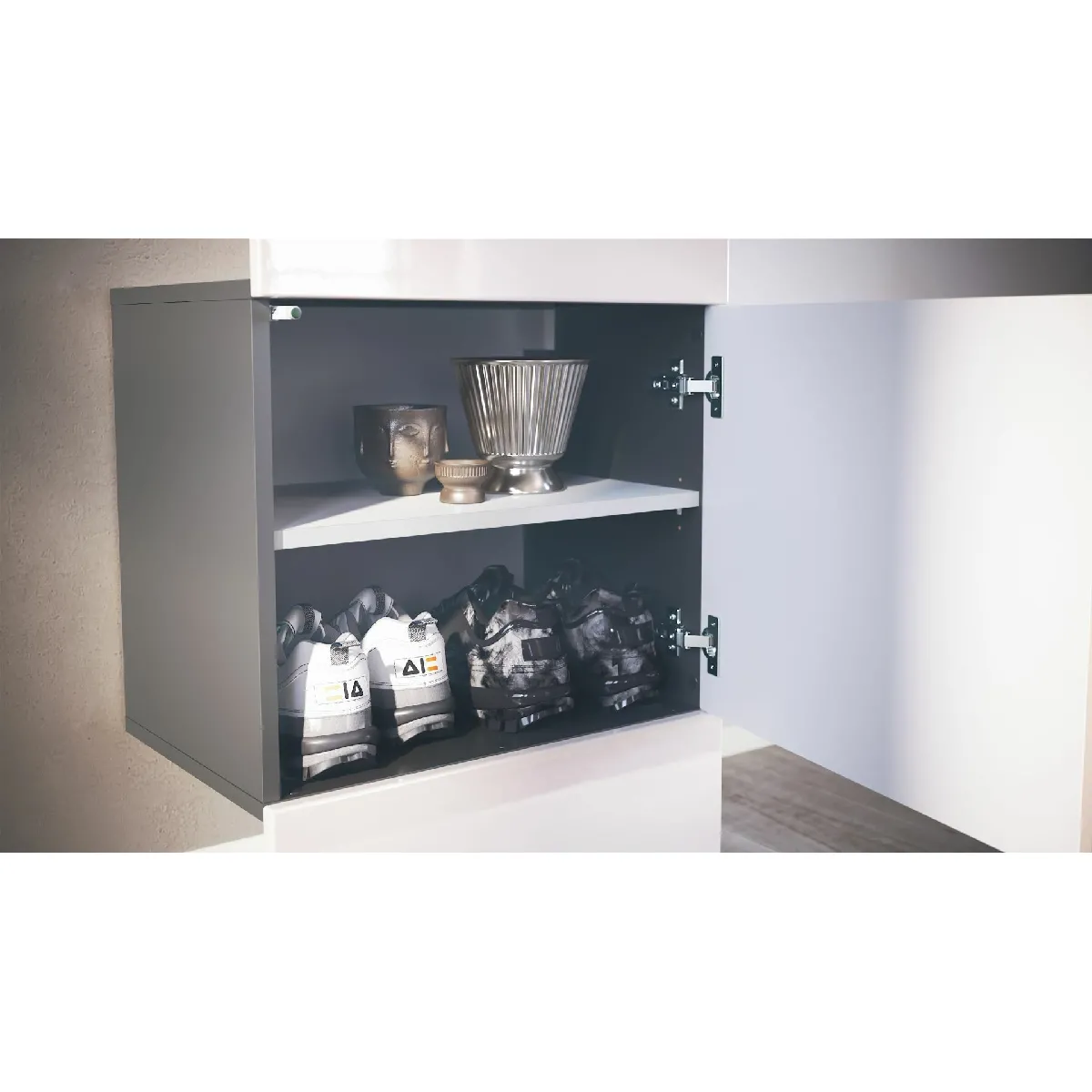 MPC Vestiaire - Gris et aspect chêne - 52 x 193 x 35 cm