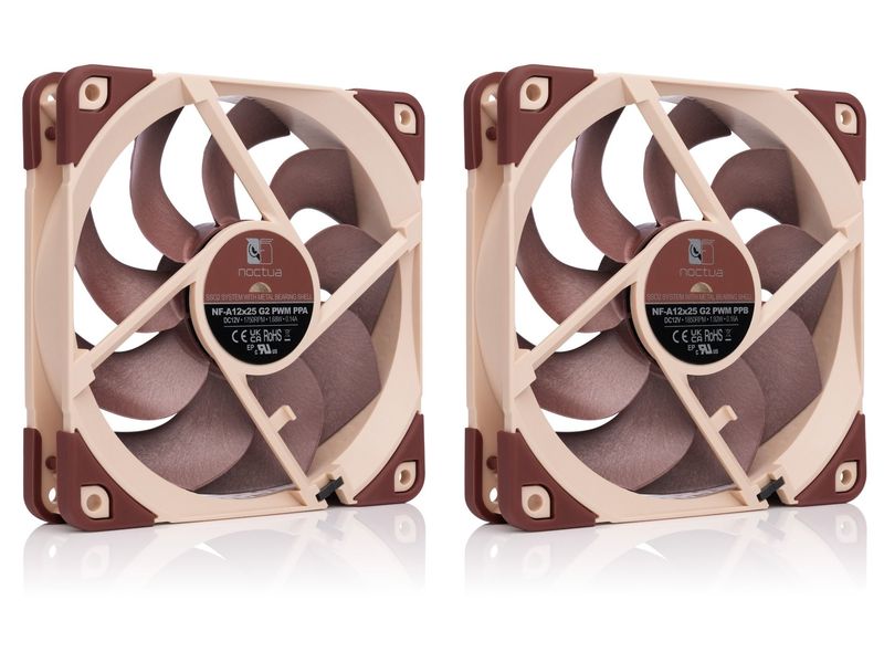 Noctua PC-Lüfter NF-A12 x 25 G2 PWM 2P Leiser 120-mm-Premium-Lüfter, 2er-Set