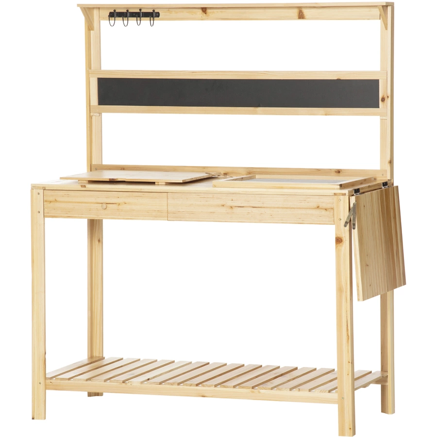 Outsunny Pflanztisch mit Haken natur