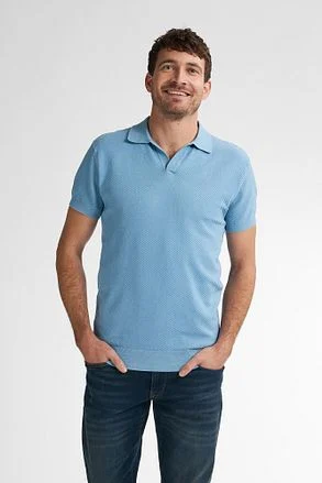 Petrol Knitted Polo Lichtblauw M-1050-KWC213-5187 kopen