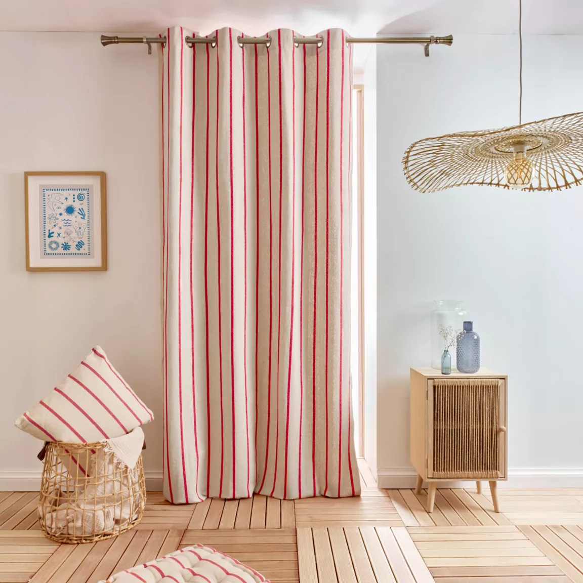 Rideau toile de coton (135 x 260 cm) Ocealys Rouge