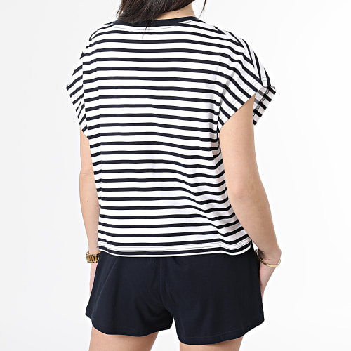 Ensemble Tee Shirt Et Short Femme 4150 Bleu Marine Blanc
