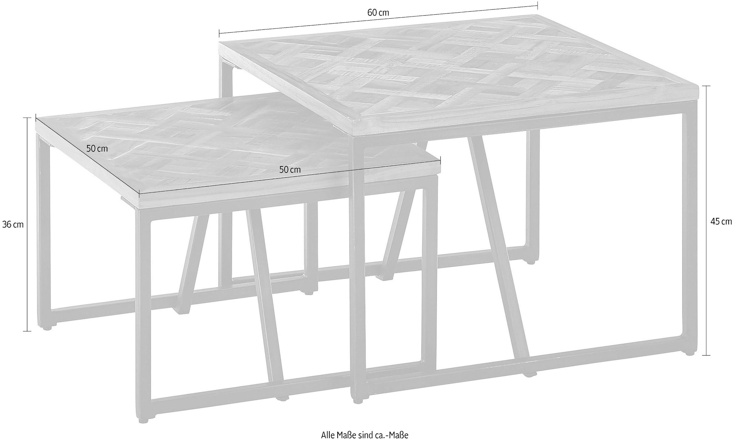 Stolkom Couchtisch »Lola« 2-er Set Massivholz Teak recycelt mit Muster