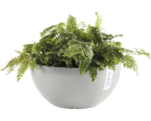 Ecopots Brussels plantenbak, kunststof, Ø 25 cm, H 12 cm, witgrijs
