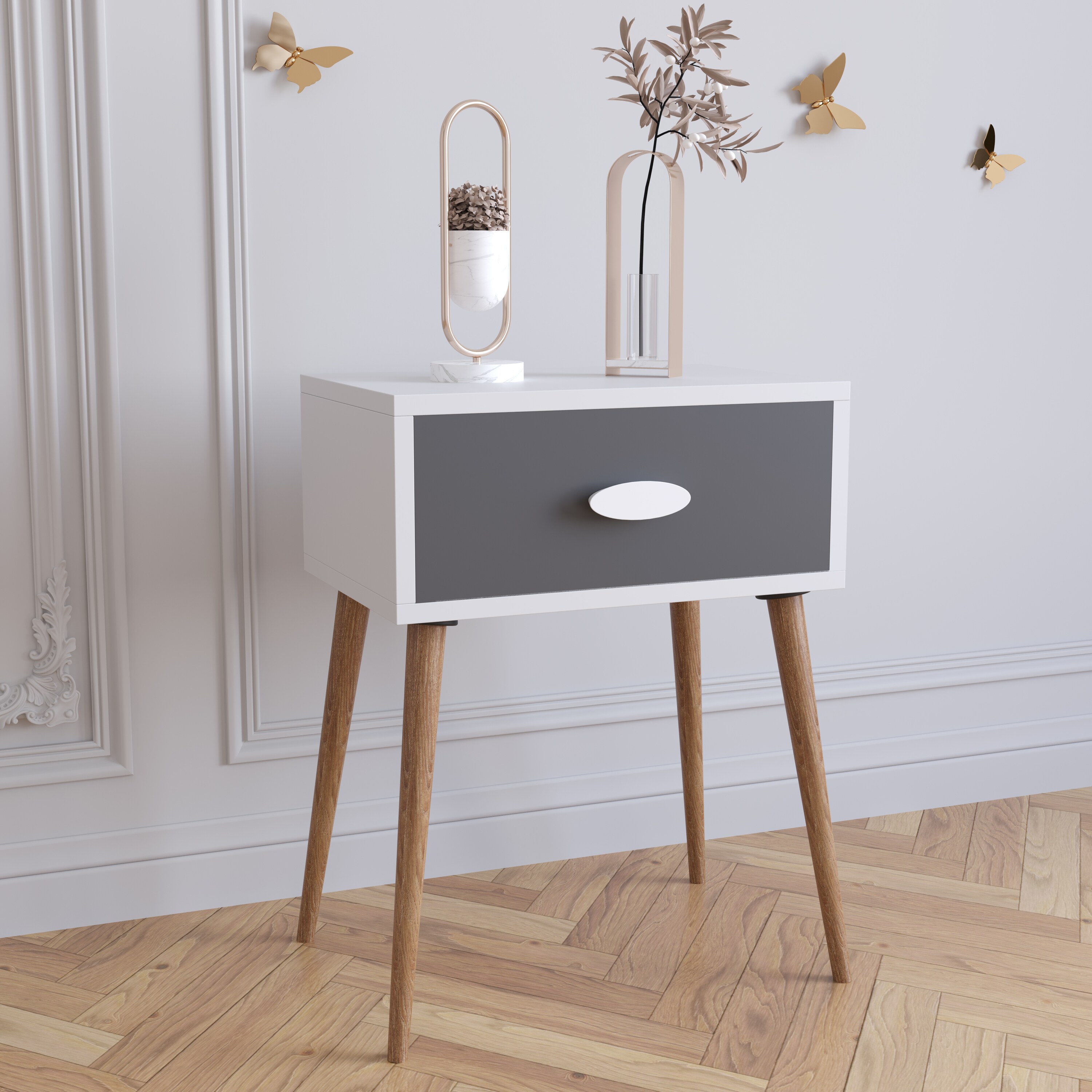 VCM Nachtschrank Beistelltisch Schublade Konsole Boxspring Nachttisch Singol L