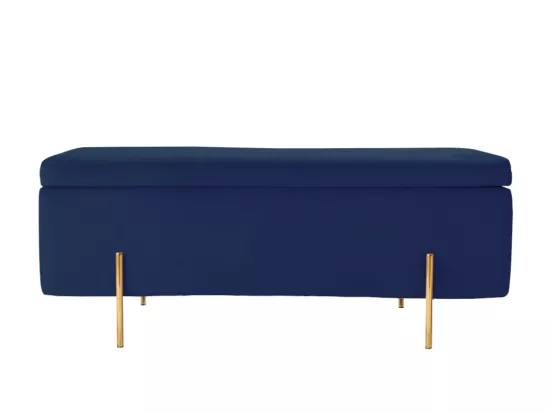 Banc coffre en velours HERVE - Bleu nuit