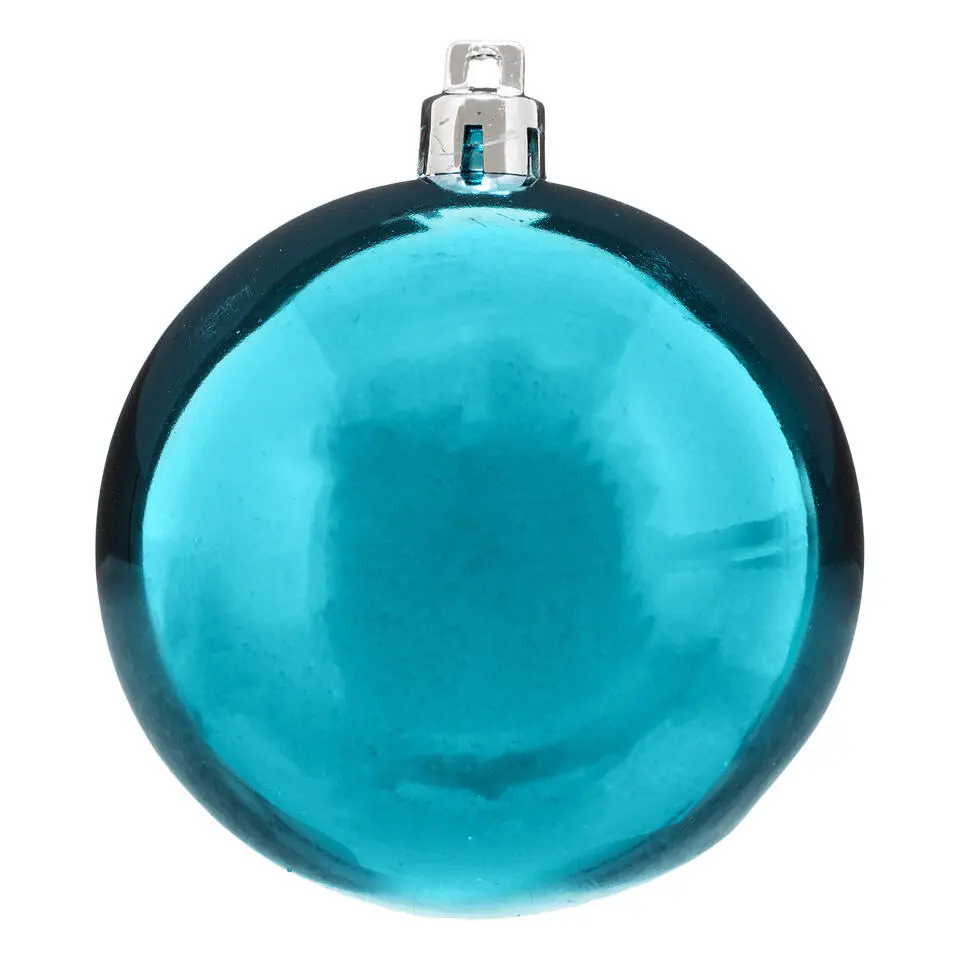 Atmosphera Kerstballen - 4st - kunststof - blauw-turquoise - 8cm