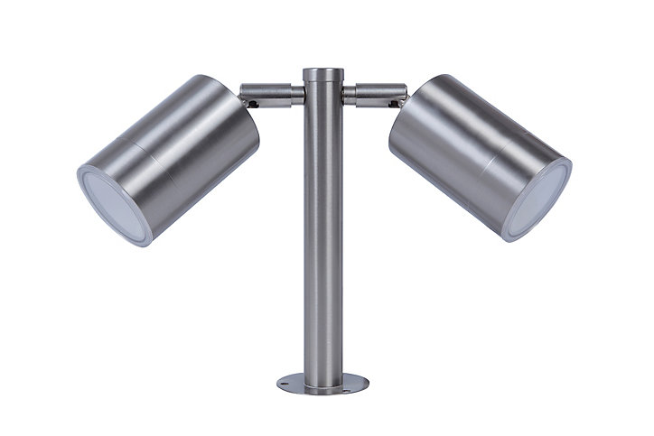 Balise à piquer double Candiac LED intégrée 760lm IP44 GoodHome chrome