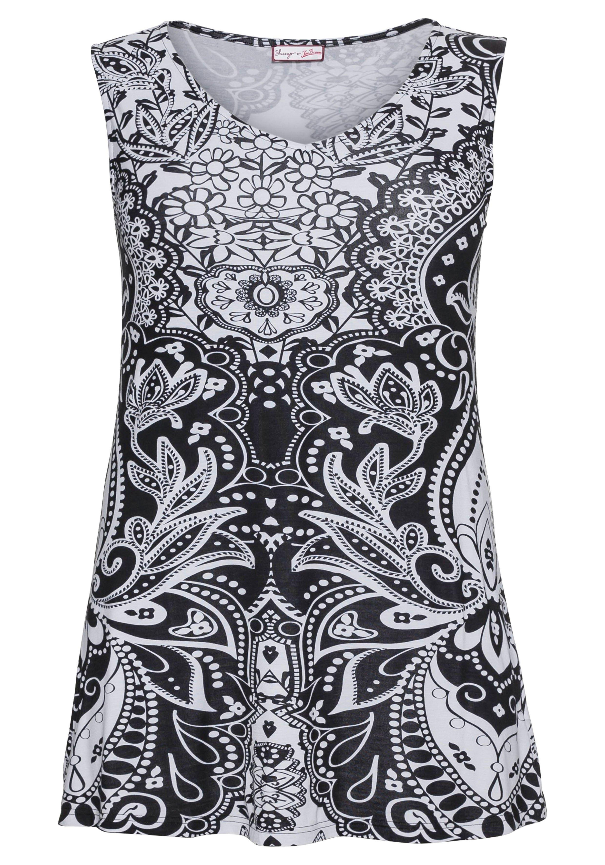 Longtop mit Blumendruck, in leichter A-Linie