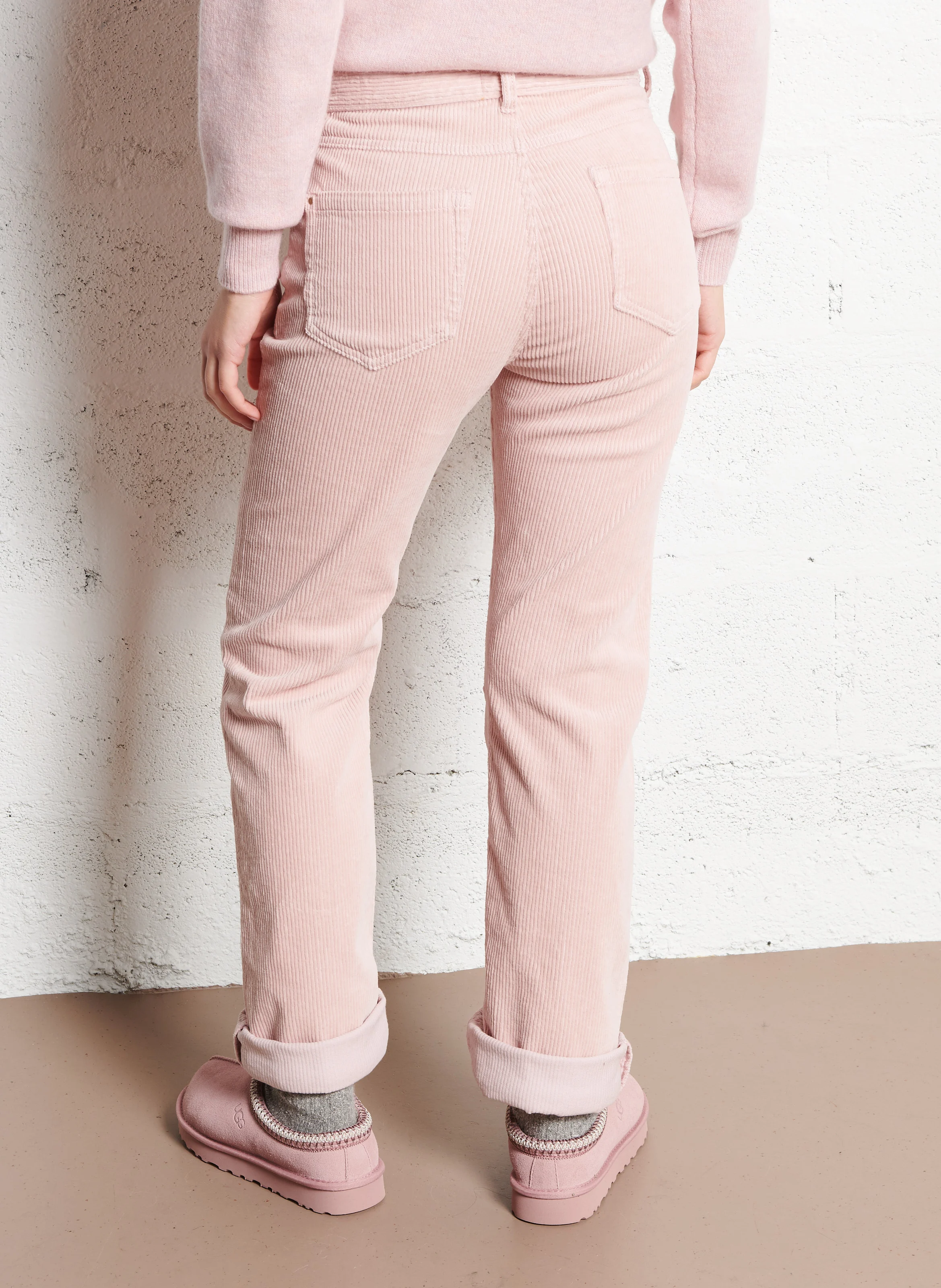 GABY - Pantalon droit en velours côtelé de coton | Violet