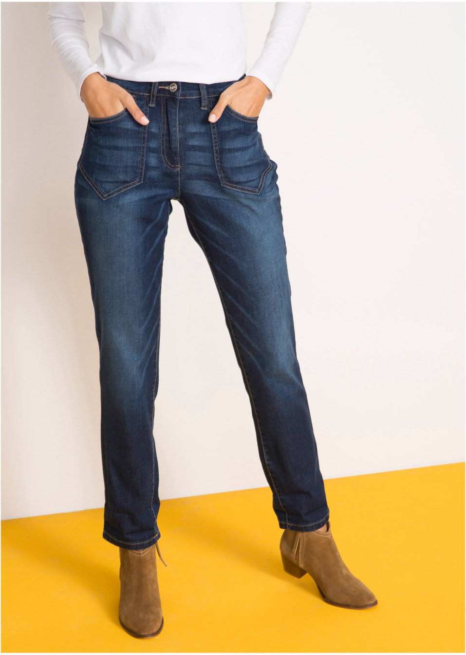 Jean extensible taille haute avec taille confortable
